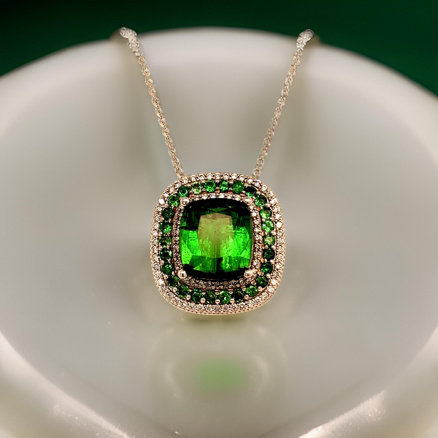 Diamond Tourmaline Tsavorite Pendant Necklace 17" 9.13 TCW GIA Certified $9,795 213257