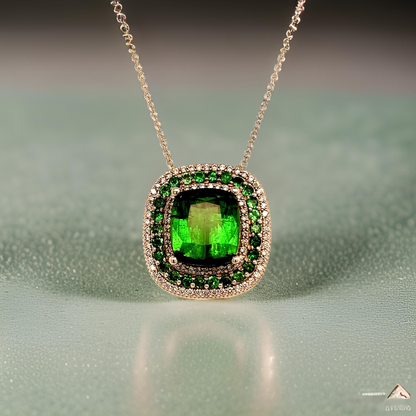 Diamond Tourmaline Tsavorite Pendant Necklace 17" 9.13 TCW GIA Certified $9,795 213257