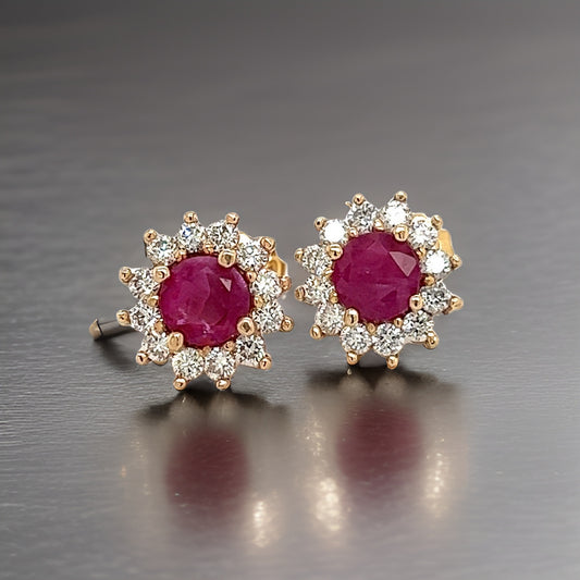 Natural Ruby Diamond Earrings 14k Yellow Gold 2.20 TCW Certified $2,595 121103