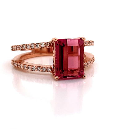 Natural Tourmaline Diamond Ring 14k RG 2.2 TCW Certified $4,950 112165