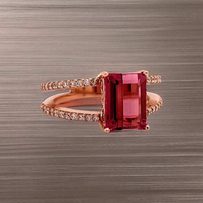 Natural Tourmaline Diamond Ring 14k RG 2.2 TCW Certified $4,950 112165