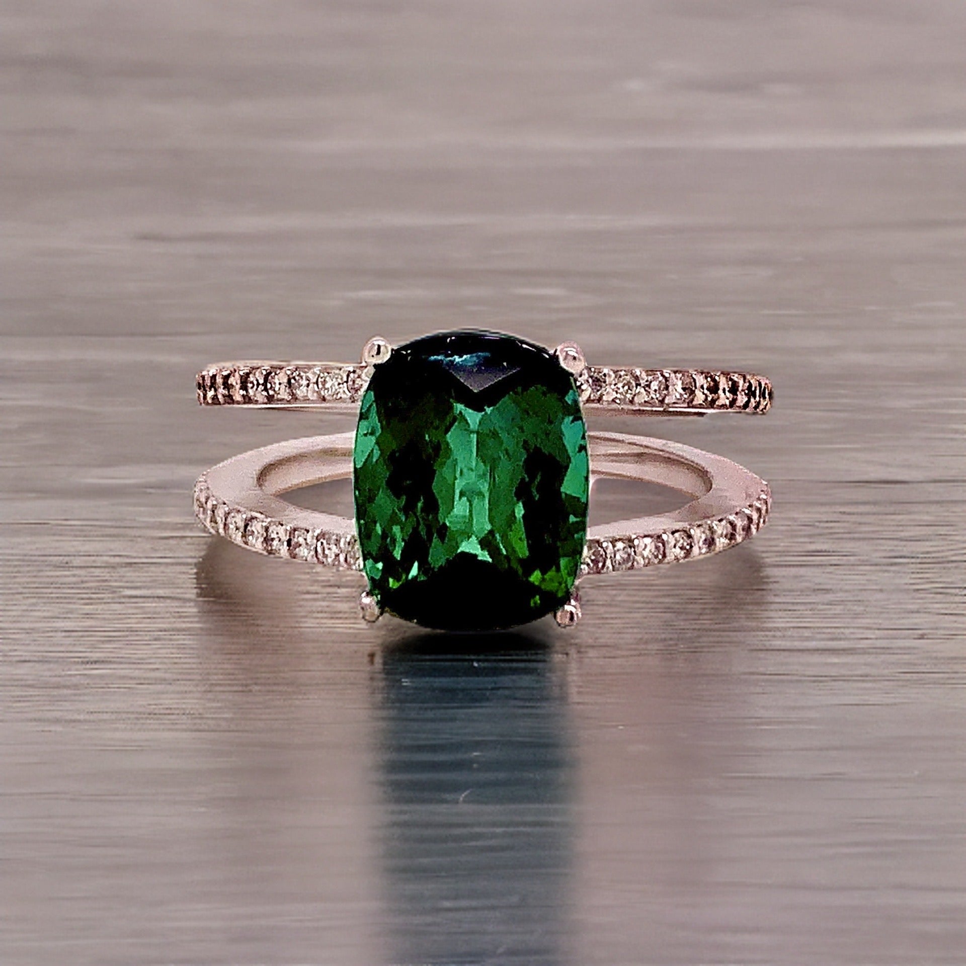 Natural Tourmaline Diamond Ring 14k WG 3.33 TCW Certified $4,950 111876 - Certified Fine Jewelry
