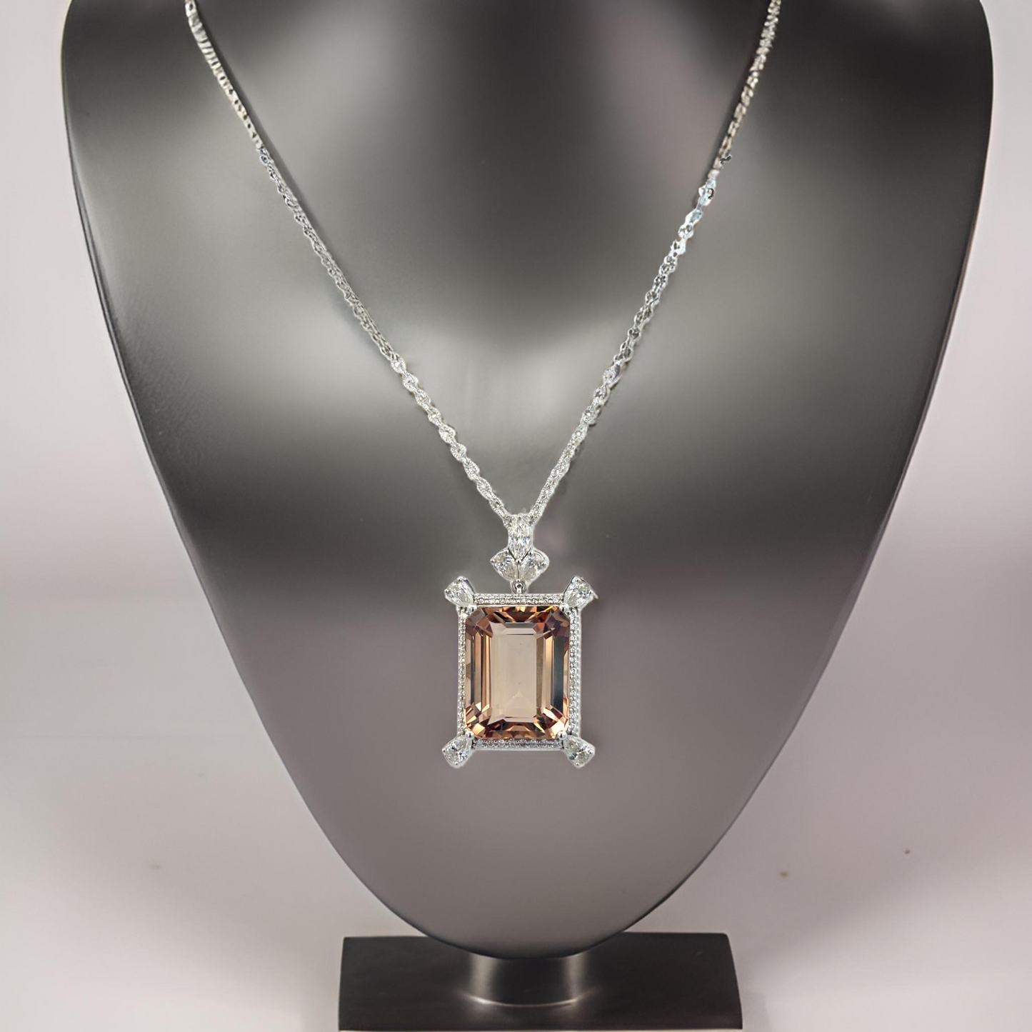 Natural Smoky Topaz Diamond Necklace 20" 14k Gold 38.38 TCW Certified $6,250 410450