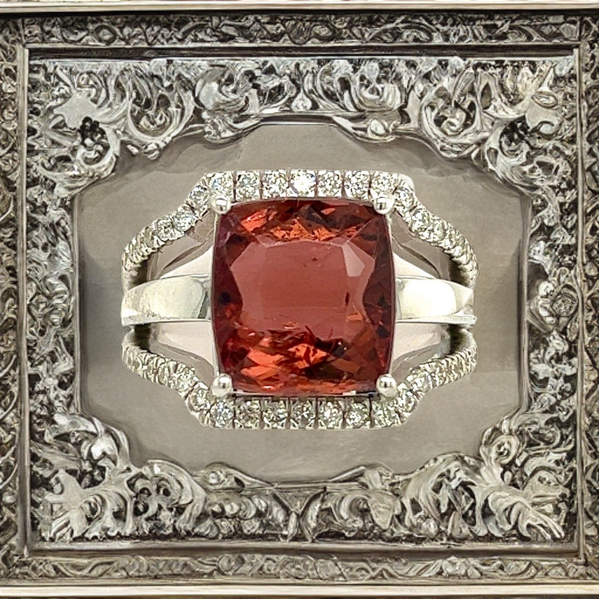 Natural Tourmaline Diamond Ring 6.5 14k White Gold 5.89 TCW Certified $5,950 217107 - Certified Fine Jewelry