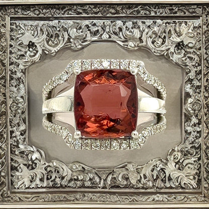 Natural Tourmaline Diamond Ring 6.5 14k White Gold 5.89 TCW Certified $5,950 217107