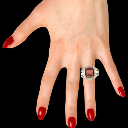 Natural Tourmaline Diamond Ring 6.5 14k White Gold 5.89 TCW Certified $5,950 217107