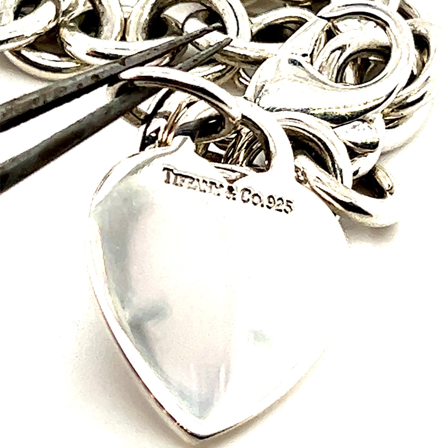 Tiffany & Co Estate Heart Charm Bracelet 7.5" Sterling Silver 34.9g TIF758