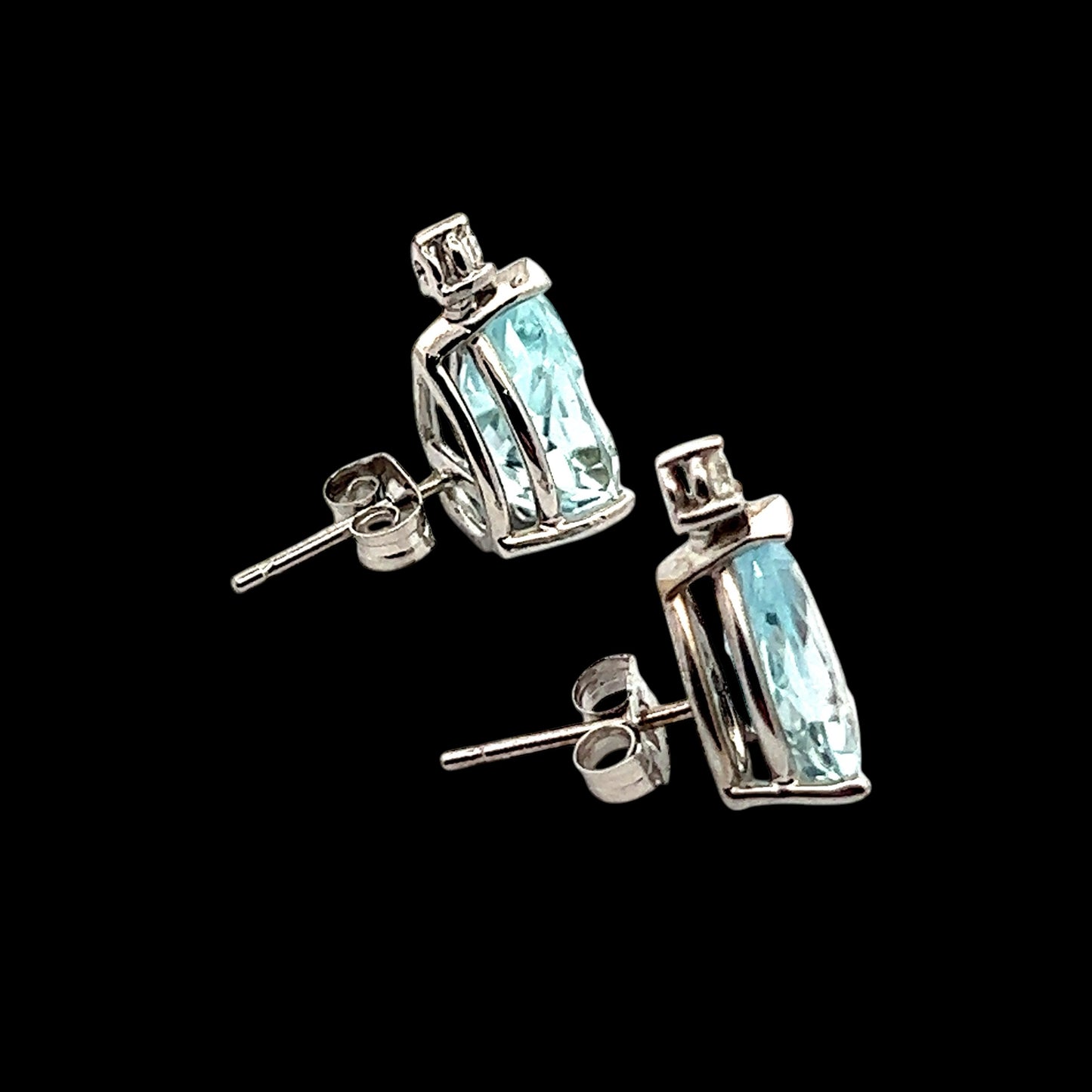 Natural Aquamarine Diamond Earrings 14k W Gold 3.35 TCW Certified $3,950 210755