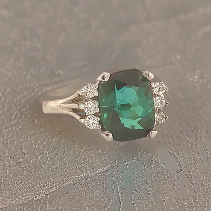 Natural Tourmaline Diamond Ring Size 6.5 14k Gold 3.80 TCW Certified $4,290 121153