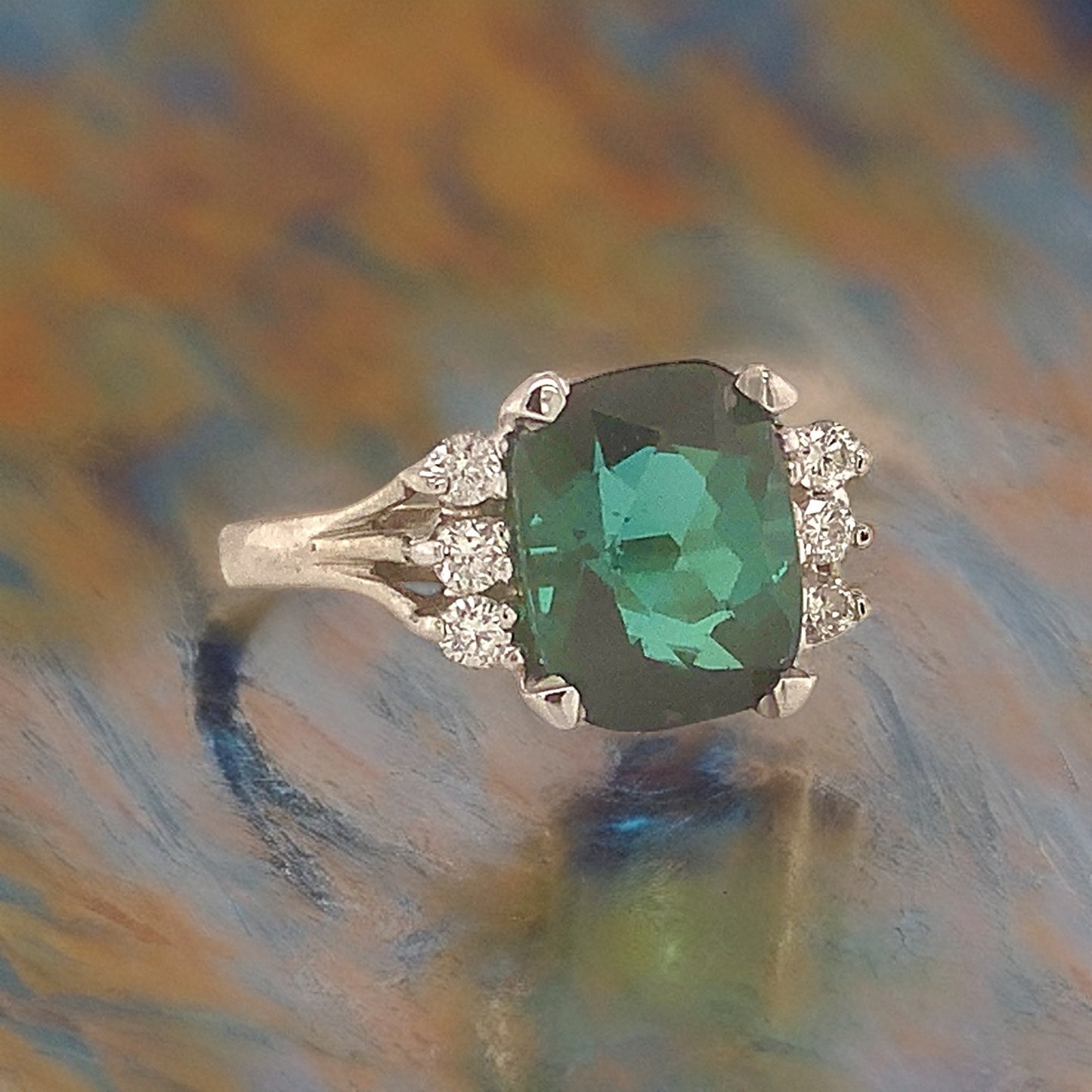 Natural Tourmaline Diamond Ring Size 6.5 14k Gold 3.80 TCW Certified $4,290 121153