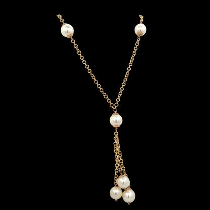 Akoya Pearl Necklace 14k Gold 8.5-8 mm 18" Women Certified $2,950 721470