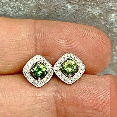 Diamond Sapphire Earrings 18k Gold 1.50 TCW Certified $2,950 921513 - Certified Fine Jewelry