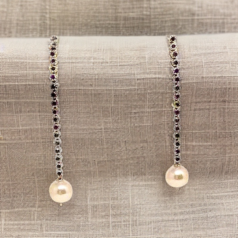 Large Akoya Pearl Sapphire Earrings 14k Gold 8.7 mm Certified $3,450 816594 - Certified Fine Jewelry