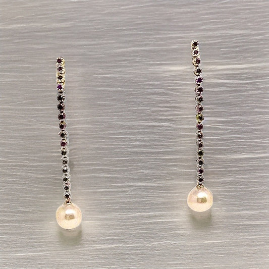 Large Akoya Pearl Sapphire Earrings 14k Gold 8.7 mm Certified $3,450 816594 - Certified Fine Jewelry