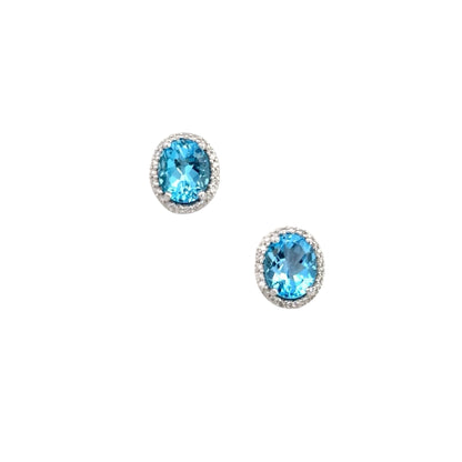 Natural Topaz Diamond Stud Earrings 14k W Gold 6.98 TCW Certified $3,950 311647