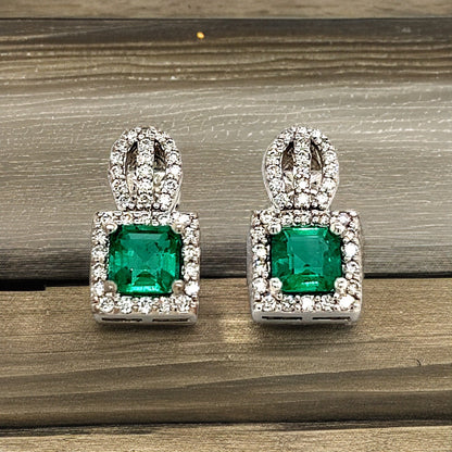 Natural Emerald Diamond Stud Earrings 14k Gold 2.84 TCW Certified $8,950 215407 - Certified Fine Jewelry