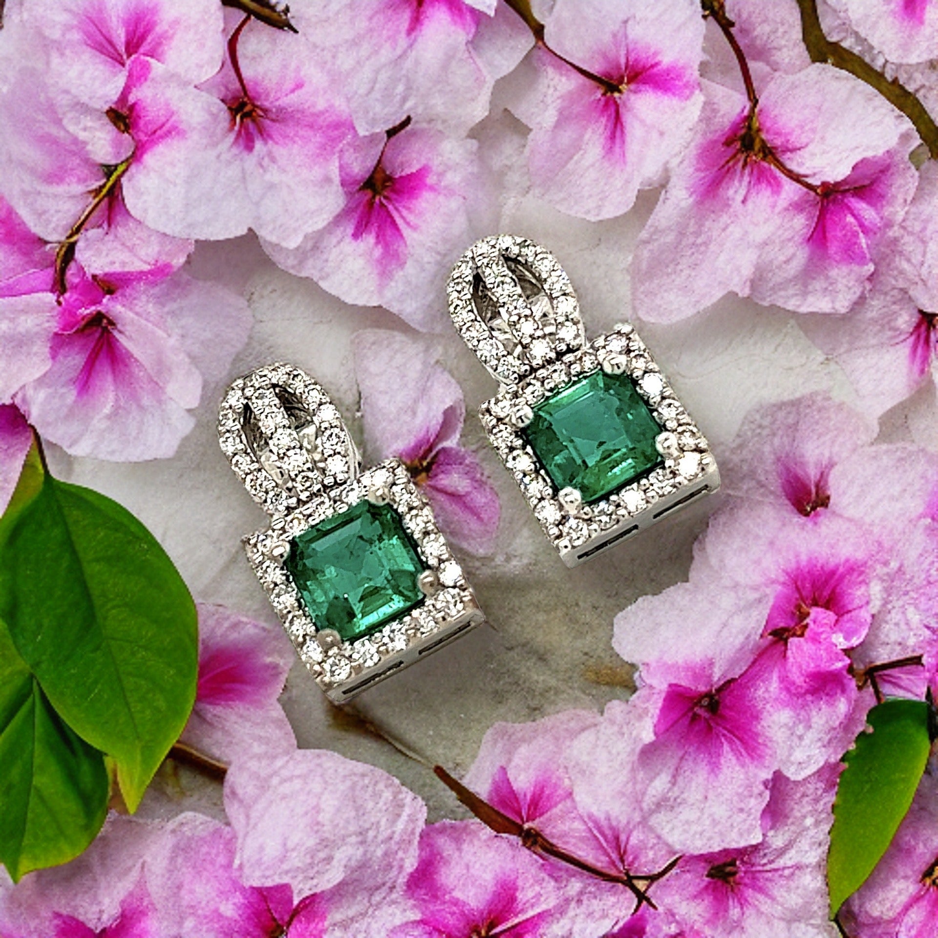 Natural Emerald Diamond Stud Earrings 14k Gold 2.84 TCW Certified $8,950 215407 - Certified Fine Jewelry
