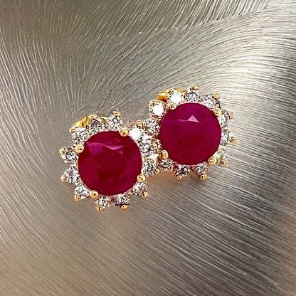 Natural Ruby Diamond Earrings 14k Gold 3.72 TCW Certified $5,950 211346