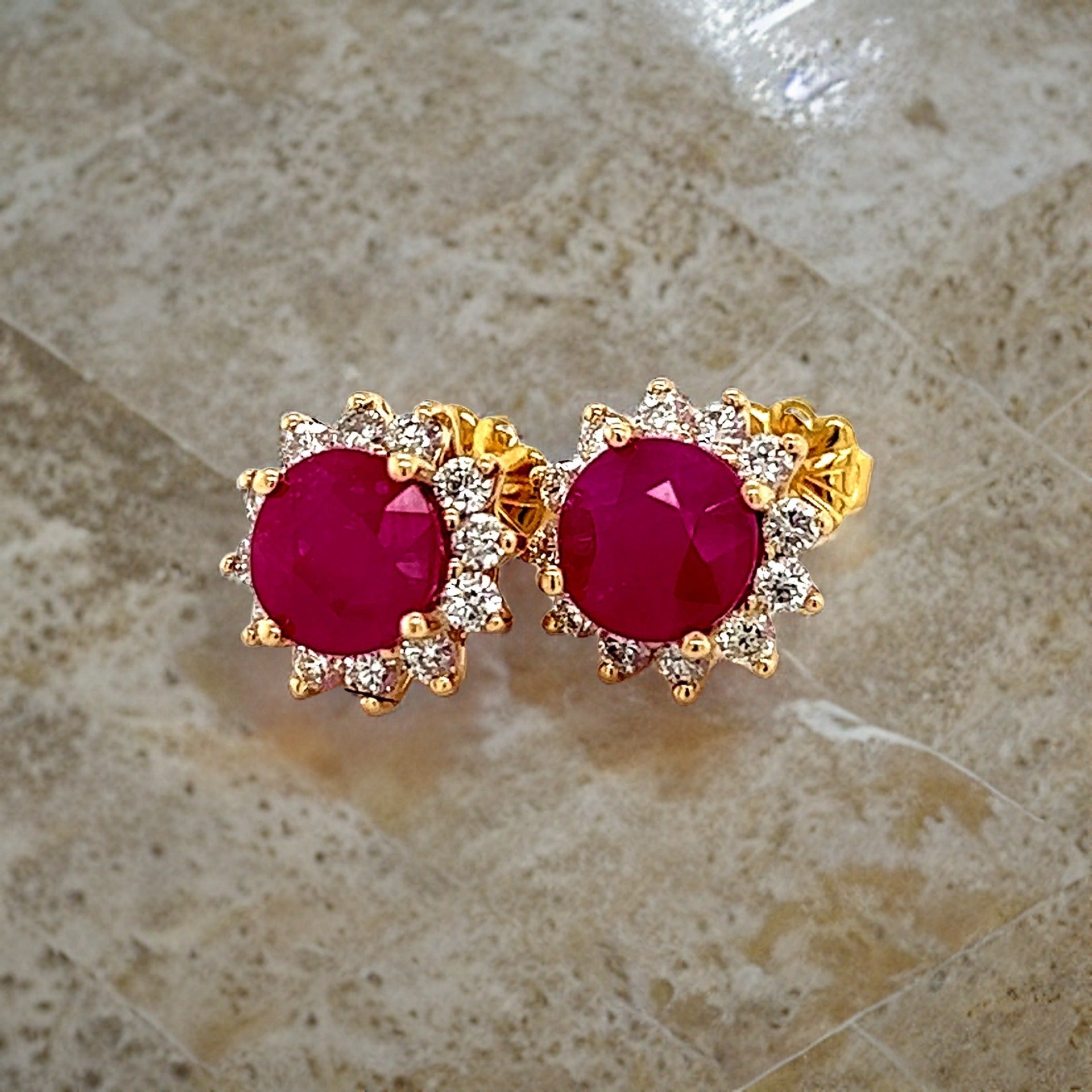 Natural Ruby Diamond Earrings 14k Gold 3.72 TCW Certified $5,950 211346 - Certified Fine Jewelry