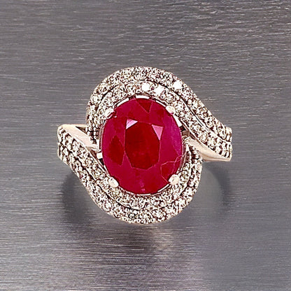 Natural Ruby Diamond Ring 14k Gold 6.32 TCW Size 6.5 GIA Certified $6,975 111872