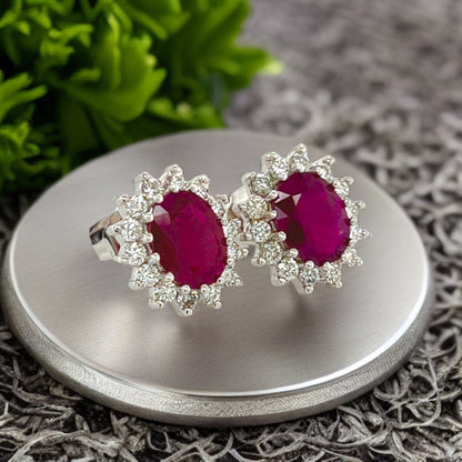 Natural Ruby Diamond Earrings 14k Gold 4.04 TCW Certified $5,250 215094 - Certified Fine Jewelry