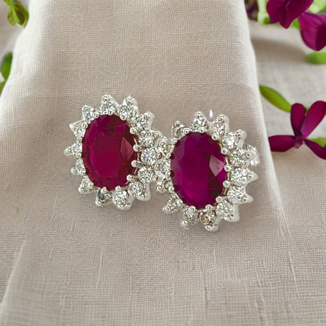 Natural Ruby Diamond Earrings 14k Gold 4.04 TCW Certified $5,250 215094 - Certified Fine Jewelry