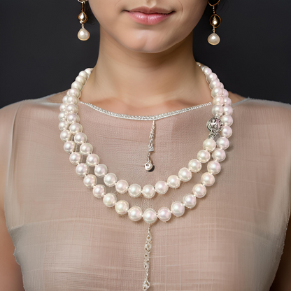 Akoya Pearl Diamond Necklace 30" 18k W Gold 8.50 mm Certified $5,975 311640