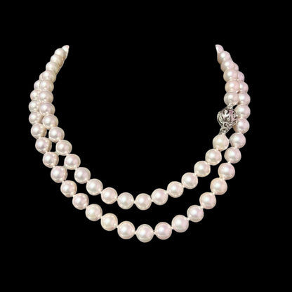 Akoya Pearl Diamond Necklace 30" 18k W Gold 8.50 mm Certified $5,975 311640