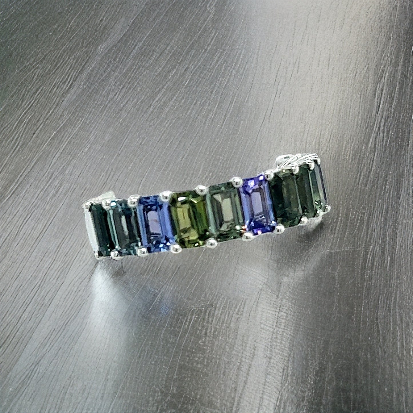 Natural Multicolored Sapphire Ring Size 6.5 14k W Gold 5.76 TCW Certified $3,950 217063