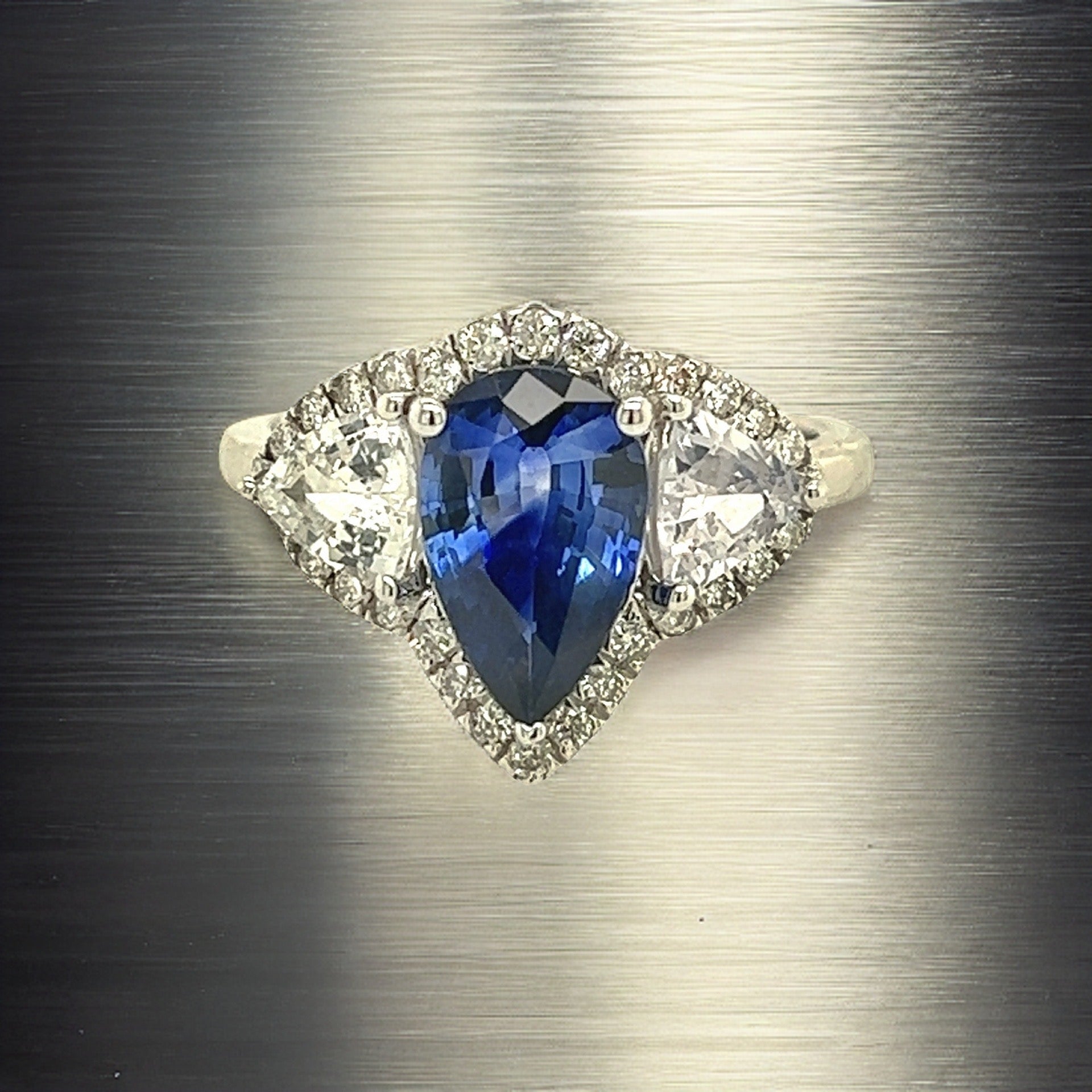 Natural Sapphire Diamond Ring Size 6.5 14k W Gold 2.78 TCW Certified $5,975 219221 - Certified Fine Jewelry
