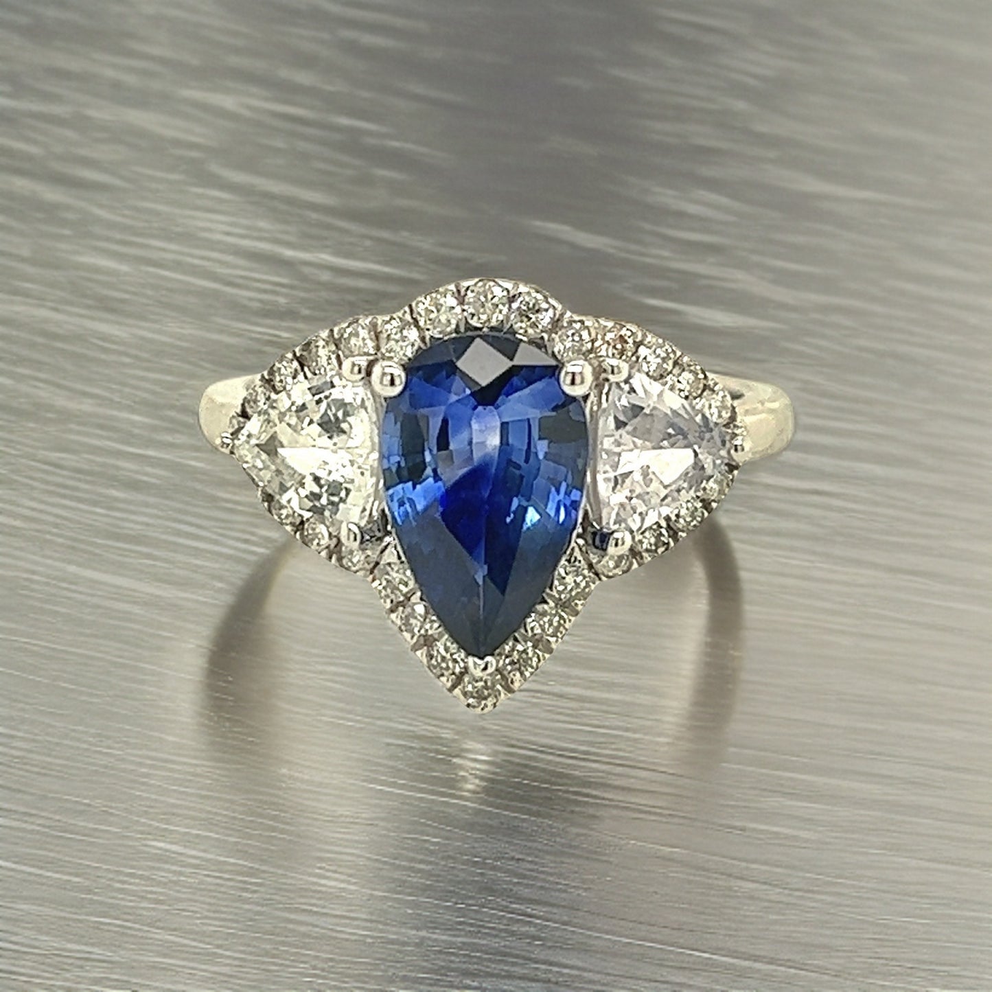 Natural Sapphire Diamond Ring Size 6.5 14k W Gold 2.78 TCW Certified $5,975 219221