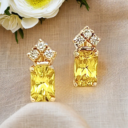 Natural Sapphire Diamond Earrings 14k Gold 1.74 TCW Certified $1,590 121259 - Certified Fine Jewelry