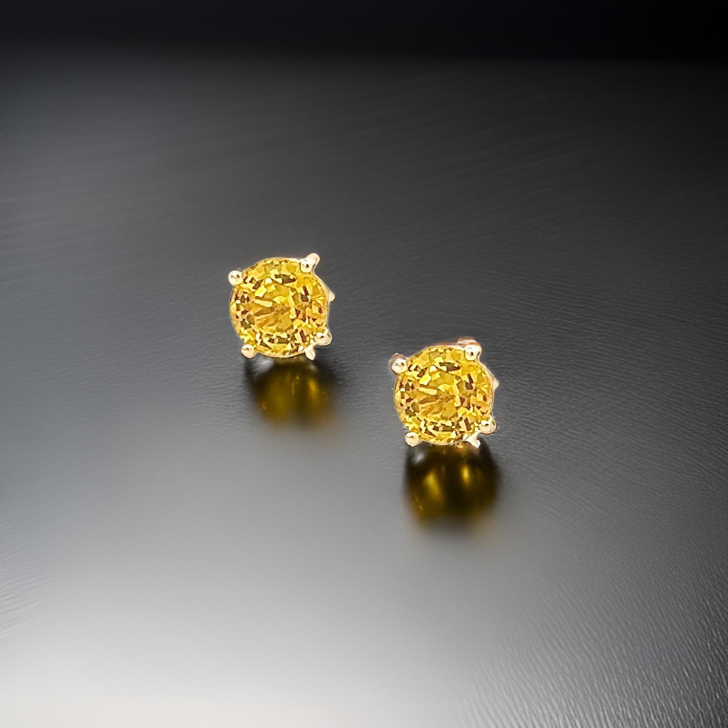 Natural Sapphire Stud Earrings 14k Yellow Gold 1.7 TCW Certified $1,490 121258