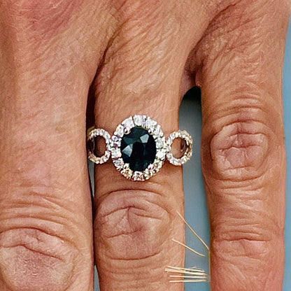 Natural Sapphire Diamond Ring Size 6.25 14k W Gold 2.93 TCW Certified $5,950 216682 - Certified Fine Jewelry