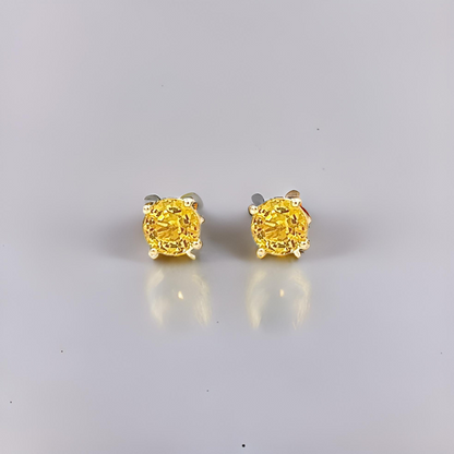 Natural Sapphire Stud Earrings 14k Yellow Gold 1.7 TCW Certified $1,490 121258