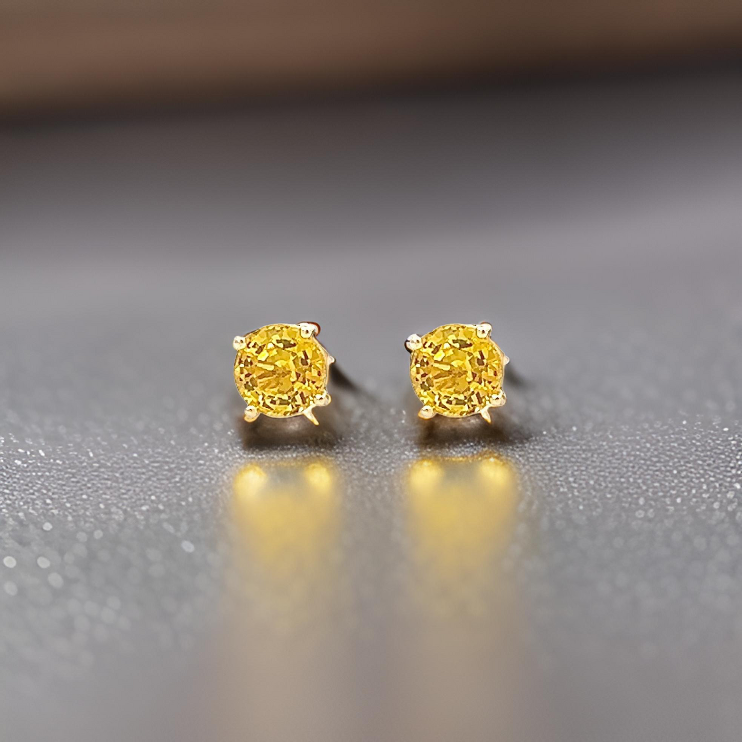 Natural Sapphire Stud Earrings 14k Yellow Gold 1.7 TCW Certified $1,490 121258