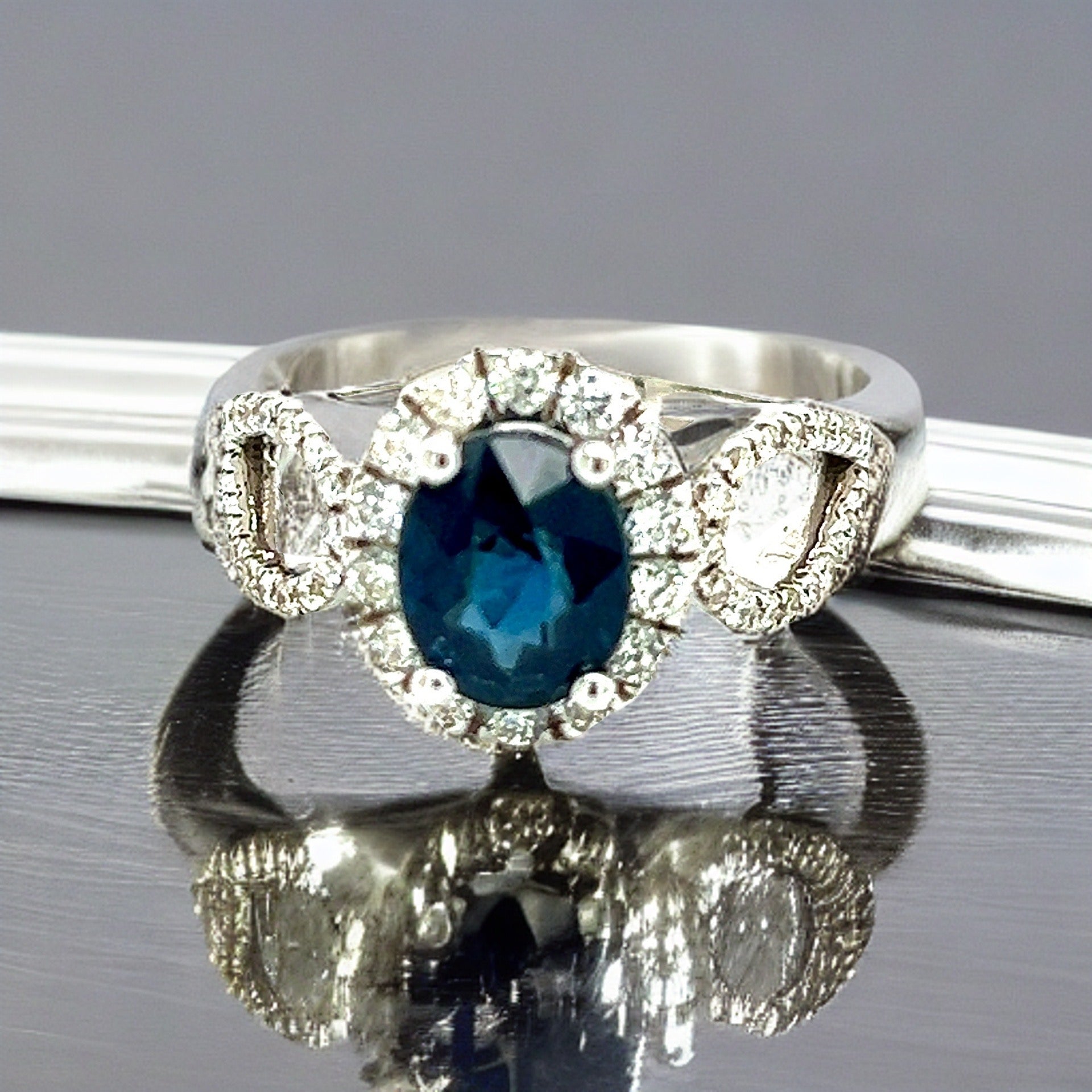Natural Sapphire Diamond Ring Size 6.25 14k W Gold 2.93 TCW Certified $5,950 216682 - Certified Fine Jewelry