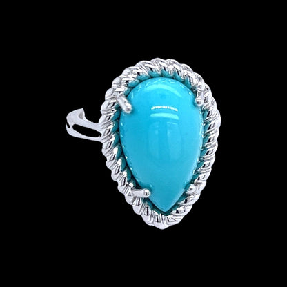 Natural Persian Turquoise Ring Size 6 14k White Gold 6.21 TCW Certified $4,250 221276