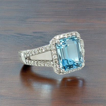 Natural Topaz Diamond Ring 6.5 14k W Gold 5.17 TCW Certified $3,950 308477 - Certified Fine Jewelry