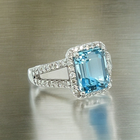 Natural Topaz Diamond Ring 6.5 14k W Gold 5.17 TCW Certified $3,950 308477 - Certified Fine Jewelry
