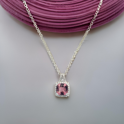 Diamond Rubellite Tourmaline Necklace 5.47 CT 18k Gold Certified $5,590 921150