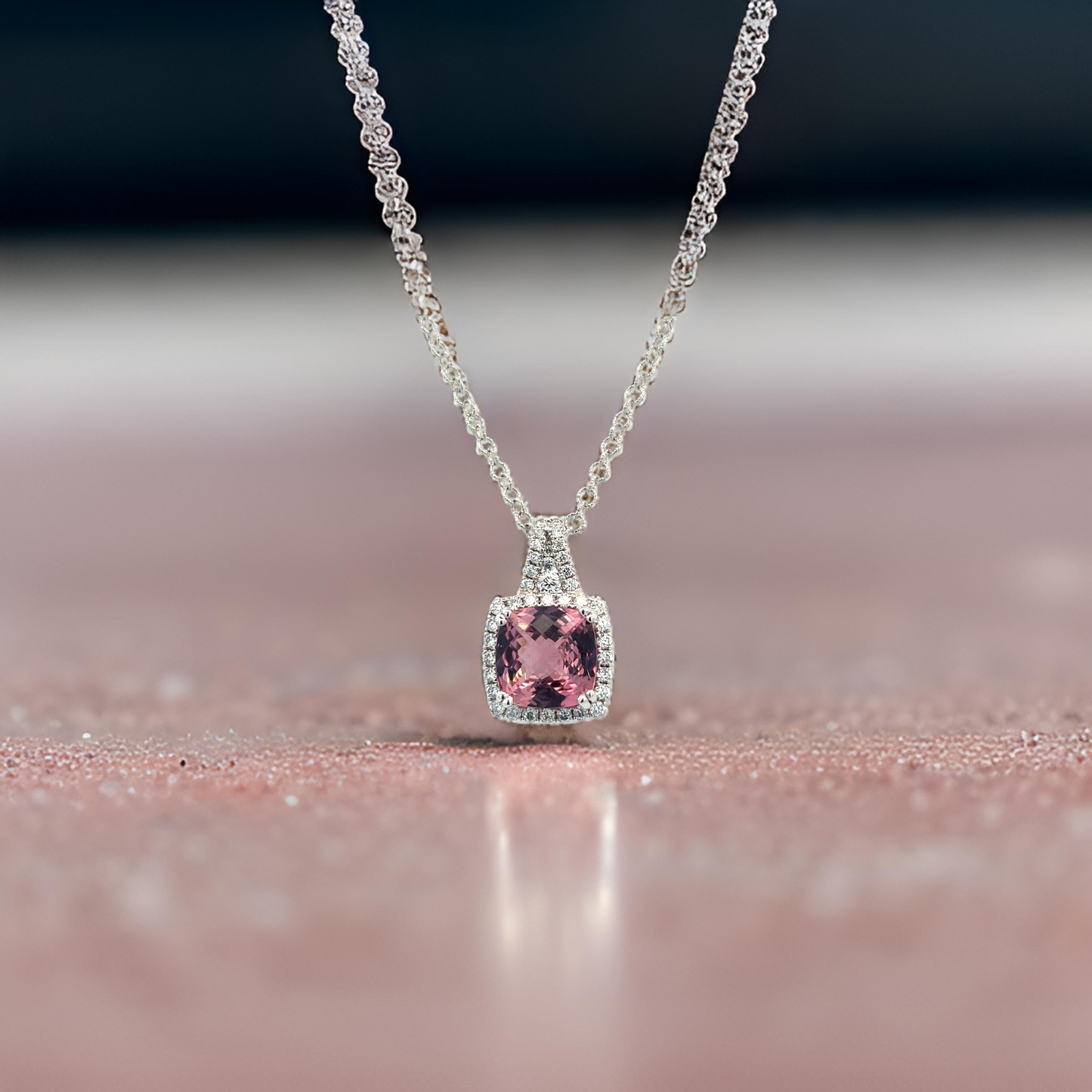 Diamond Rubellite Tourmaline Necklace 5.47 CT 18k Gold Certified $5,590 921150