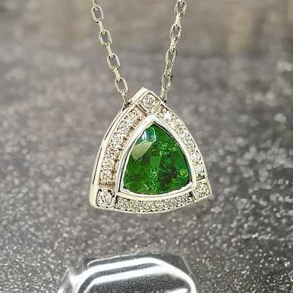 Natural Tourmaline Diamond Pendant Necklace 17" 14k W Gold 2.49 TCW Certified $3,950 308485 - Certified Fine Jewelry