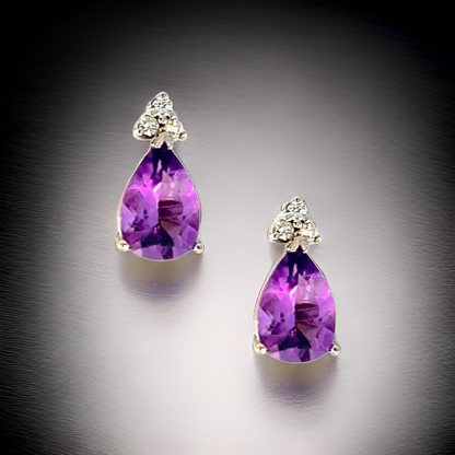 Natural Amethyst Diamond Earrings 14k W Gold 3.62 TCW Certified $2,950 210753