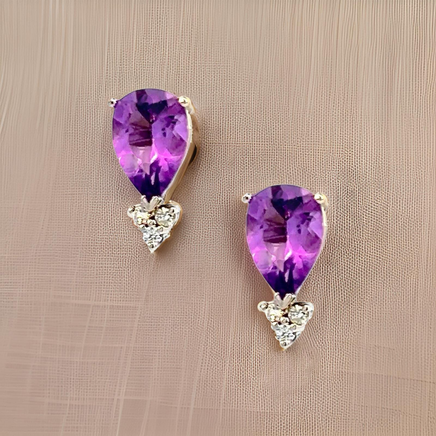 Natural Amethyst Diamond Earrings 14k W Gold 3.62 TCW Certified $2,950 210753