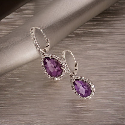 Natural Amethyst Diamond Earrings 14k Gold 4.25 TCW Certified $3,950 120527 - Certified Fine Jewelry