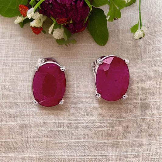 Oval Shape Ruby Stud Earrings 14k Y Gold 4.03 TCW Certified $3,590 211163