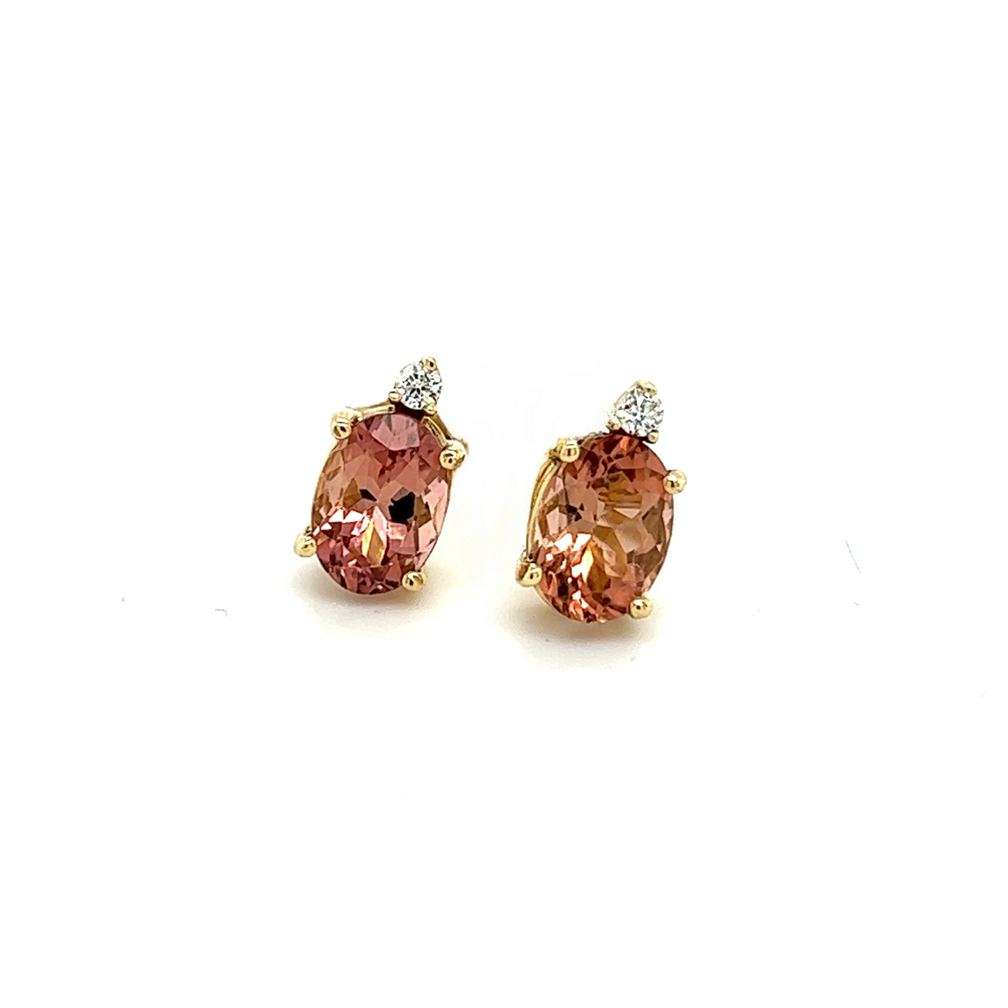Natural Tourmaline Diamond Stud Earrings 14k Y Gold 1.76 TCW Certified $1,690 121431
