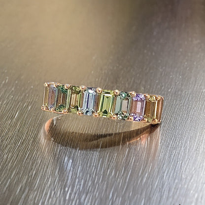 Natural Multicolored Sapphire Ring Size 6.5 14k Y Gold 5.28 TCW Certified $3,950 217066 - Certified Fine Jewelry