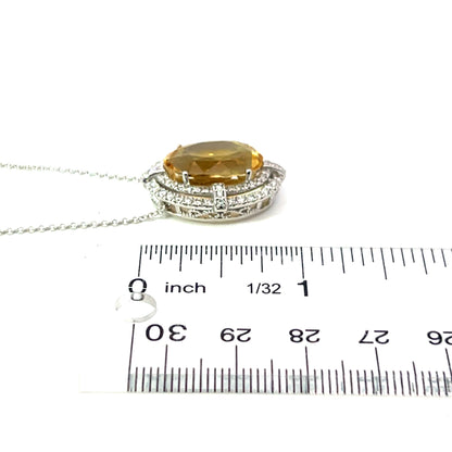 Natural Citrine Diamond Necklace 14k Gold 11.93 TCW Certified $5,950 409156